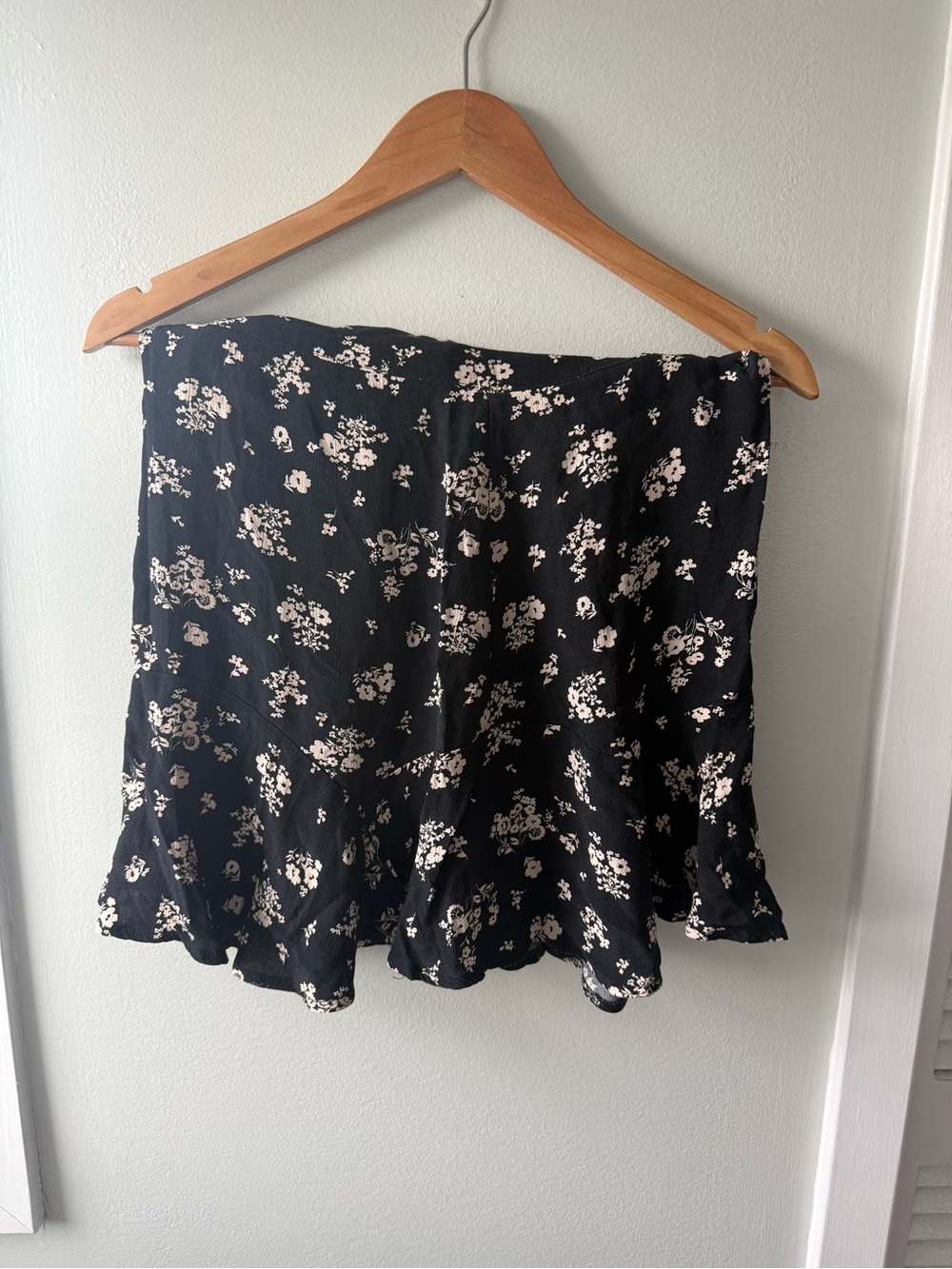 We The Free Black Mini Skirt with Ivory Floral Print